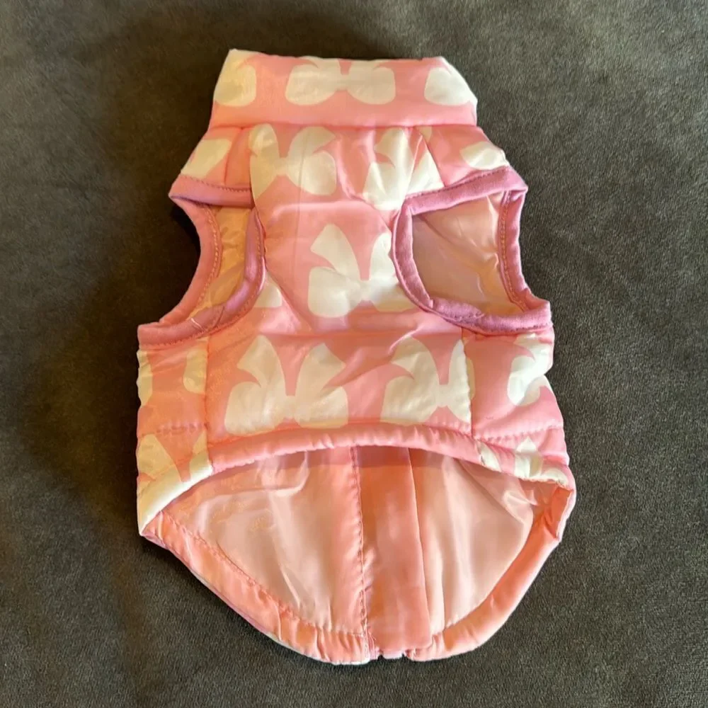 Dog Coat Jacket No-Pull Harness Pink Bow Design Zip Closure D-Rings Size S NWOT
